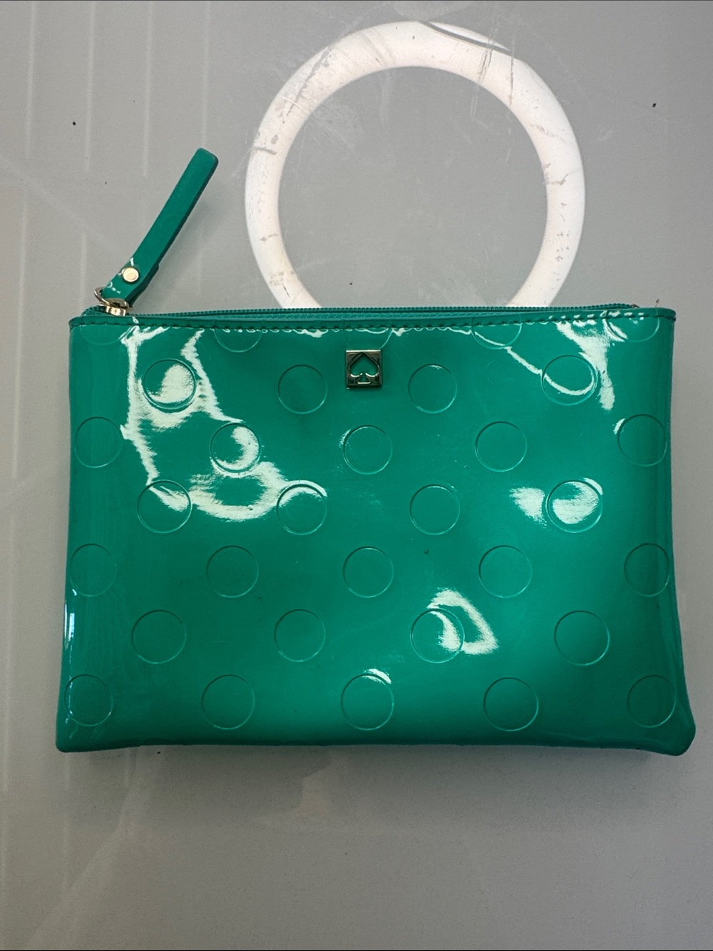 kate spade Teal Patent Polka Dot Wristlet Clutch
